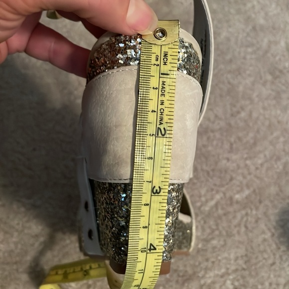 Cream suede, sparkly heels. Size 9. - Picture 8 of 9